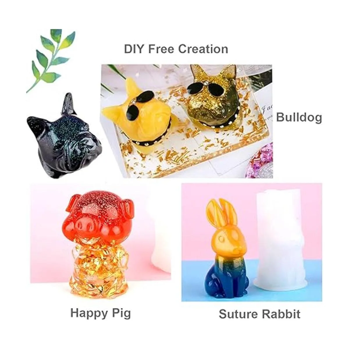 EuTengHao Juego de 20 moldes de resina 3D para animales