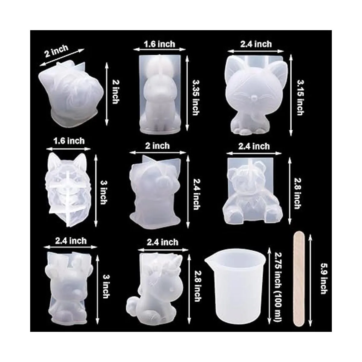 EuTengHao Juego de 20 moldes de resina 3D para animales