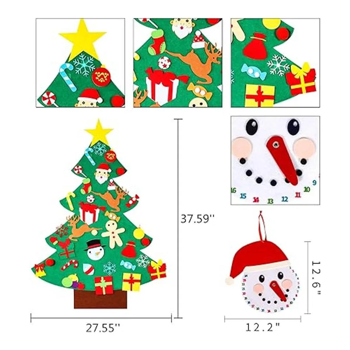 Max Fun Juego de árbol de Navidad de fieltro con adornos y_5