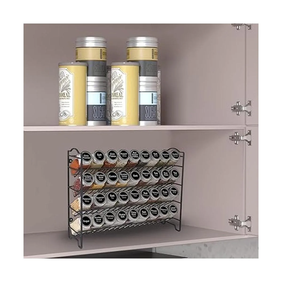 SWOMMOLY Estante para especias con frascos cuadrados_2