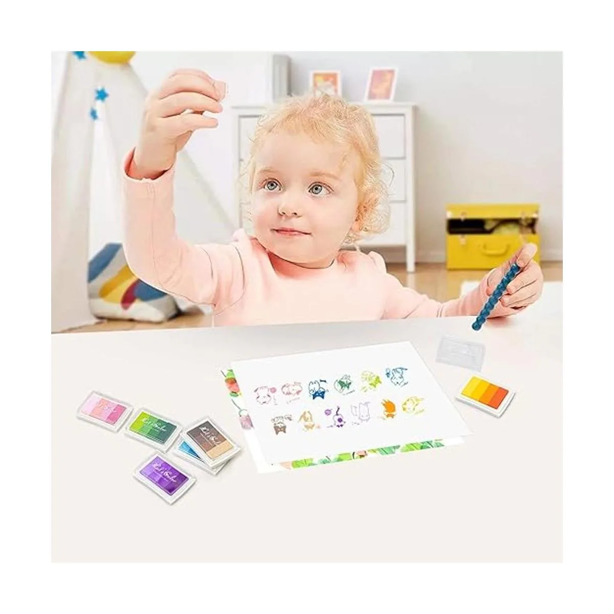 Juego de 6 almohadillas de tinta lavables para_4