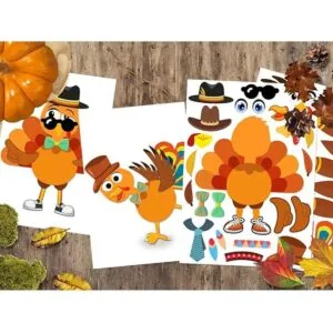 MakeATurkey Juego de 20 pegatinas para fiestas de Acción