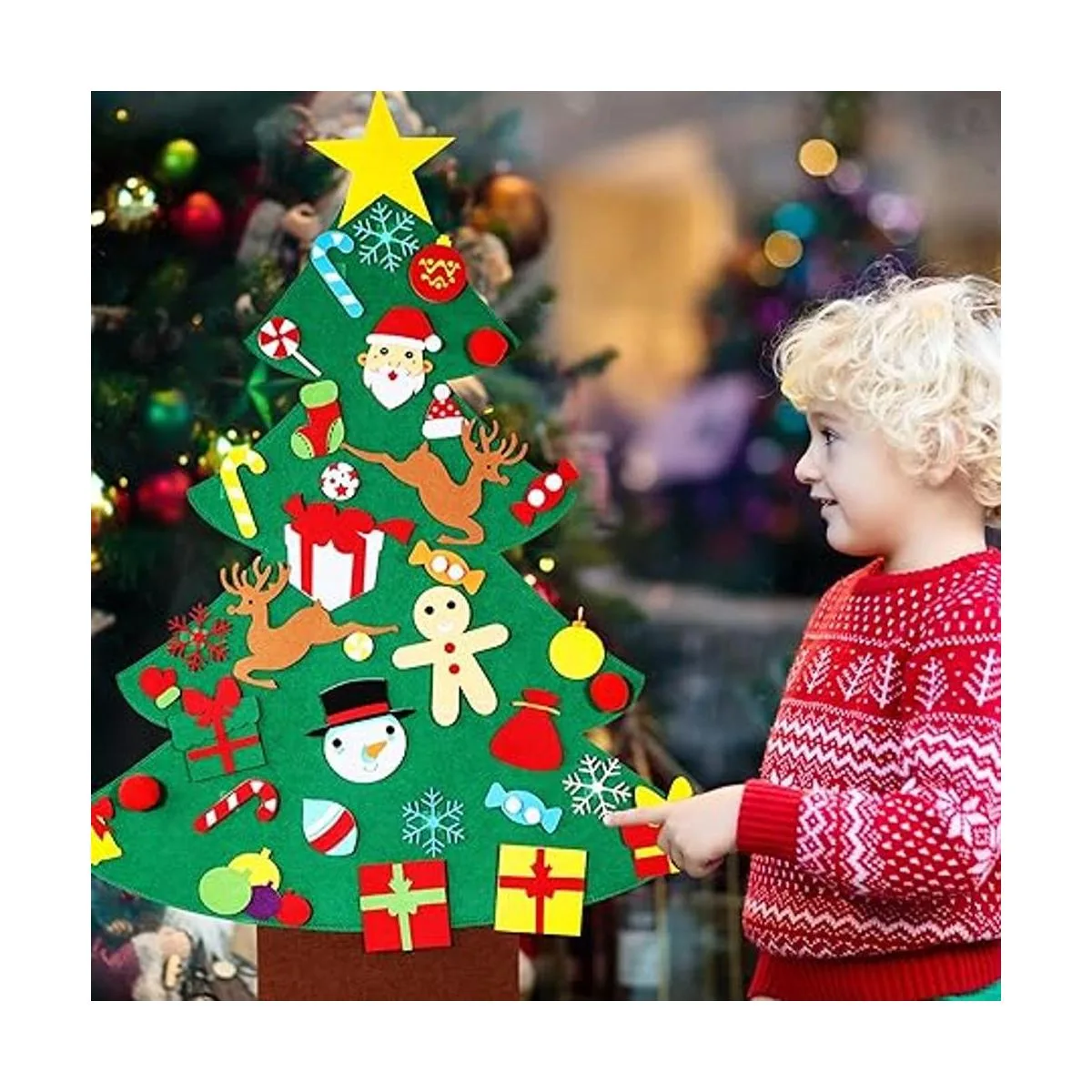 Max Fun Juego de árbol de Navidad de fieltro con adornos y_2