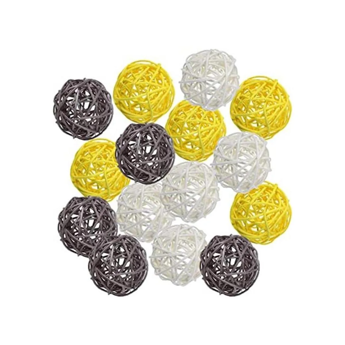 Pemalin Juego de 15 bolas decorativas de ratán_1