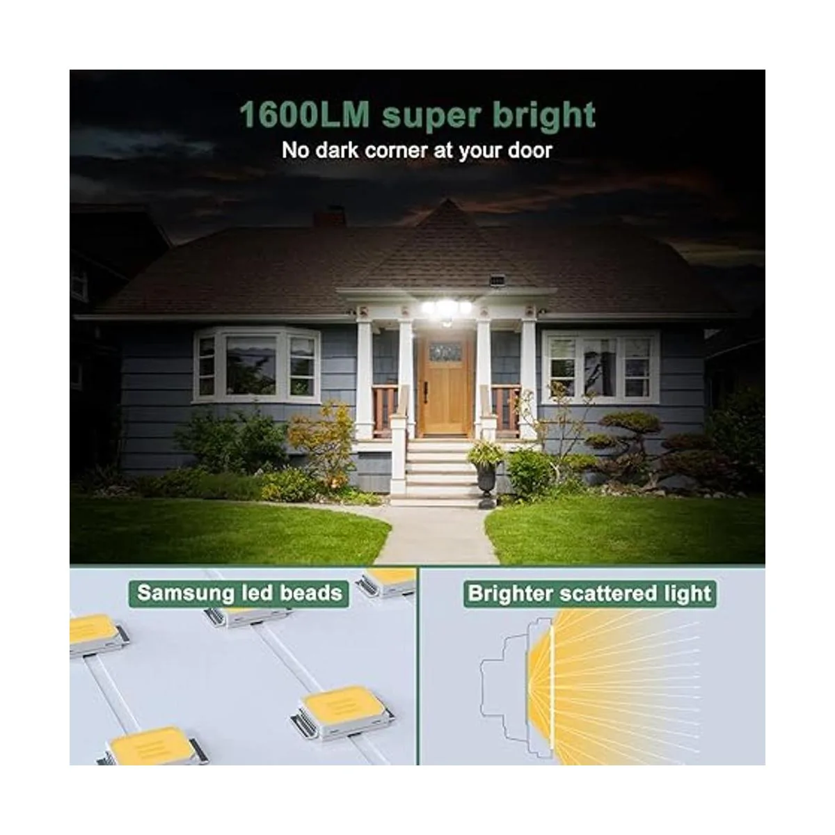 Luz LED de seguridad solar de 1600 lm para exteriores_3