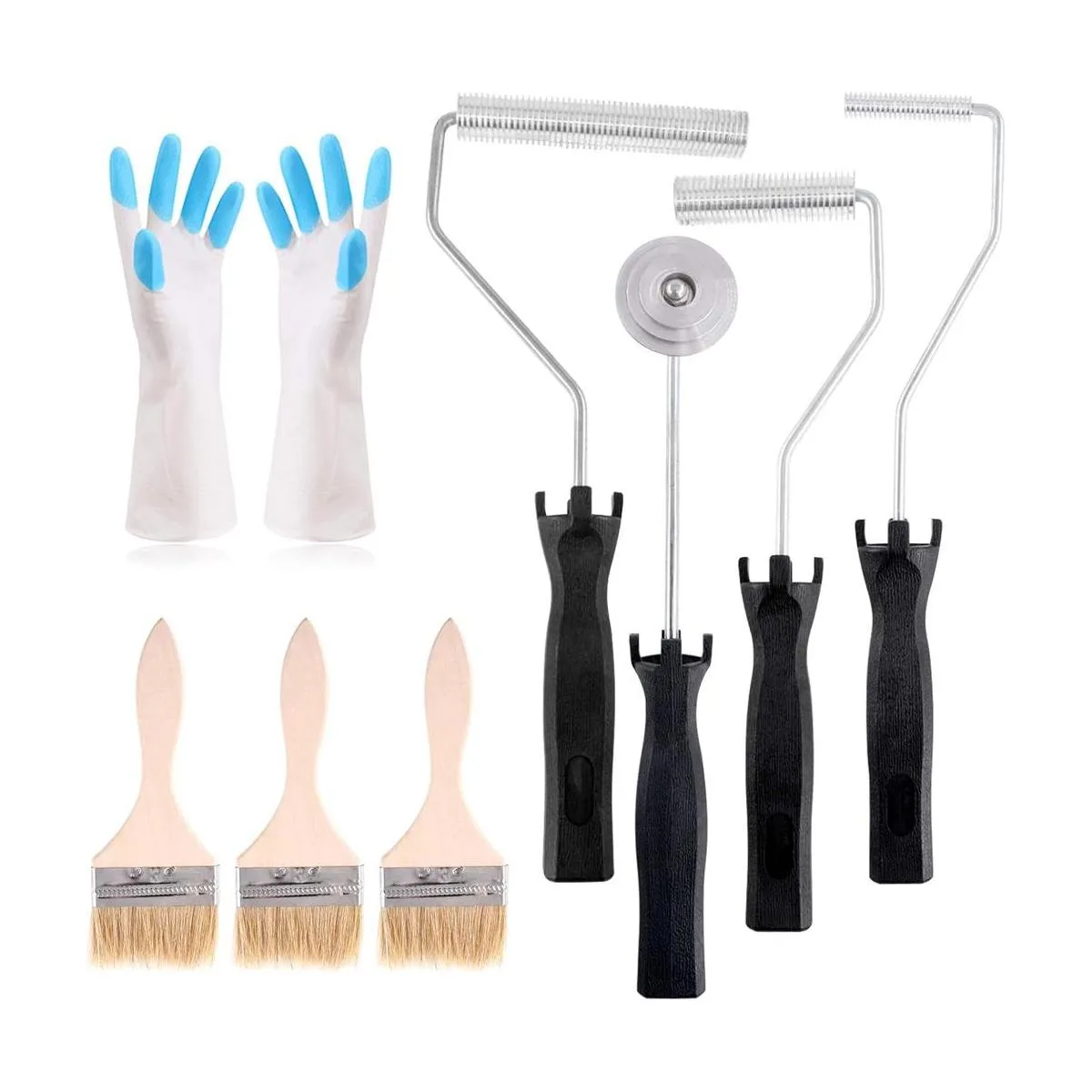 Swpeet Juego de 4 herramientas de rodillo de fibra de