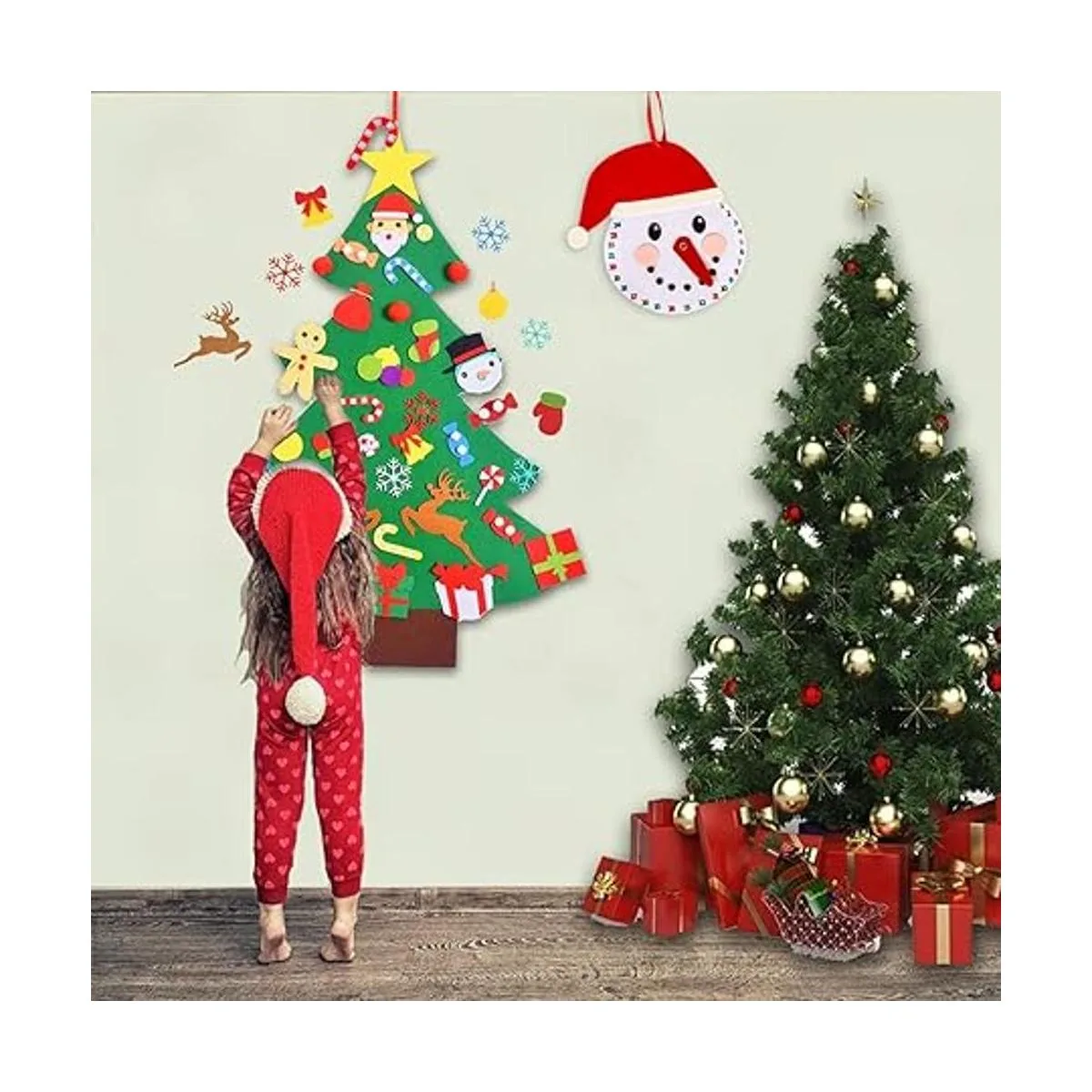 Max Fun Juego de árbol de Navidad de fieltro con adornos y_3