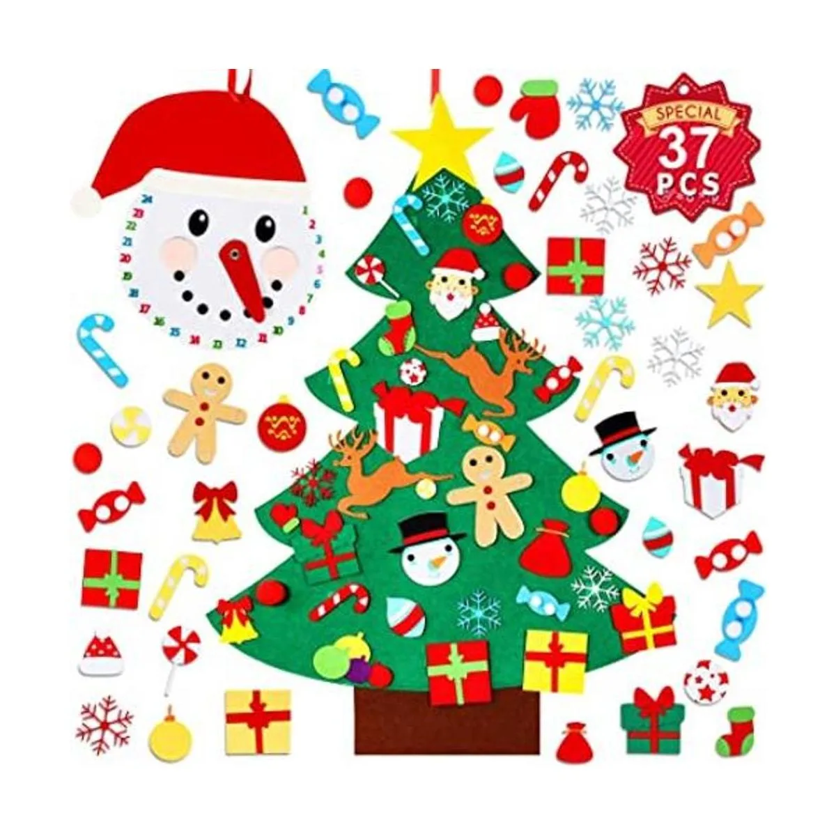 Max Fun Juego de árbol de Navidad de fieltro con adornos y_1