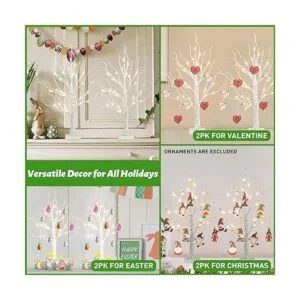 PEIDUO Juego de 2 luces LED blancas cálidas de 2 pies y 24_4