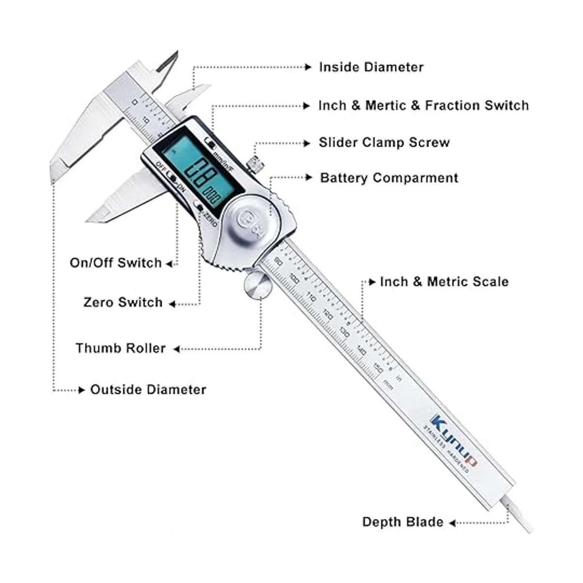 Kynup Calibrador digital herramienta de medición de 6_4