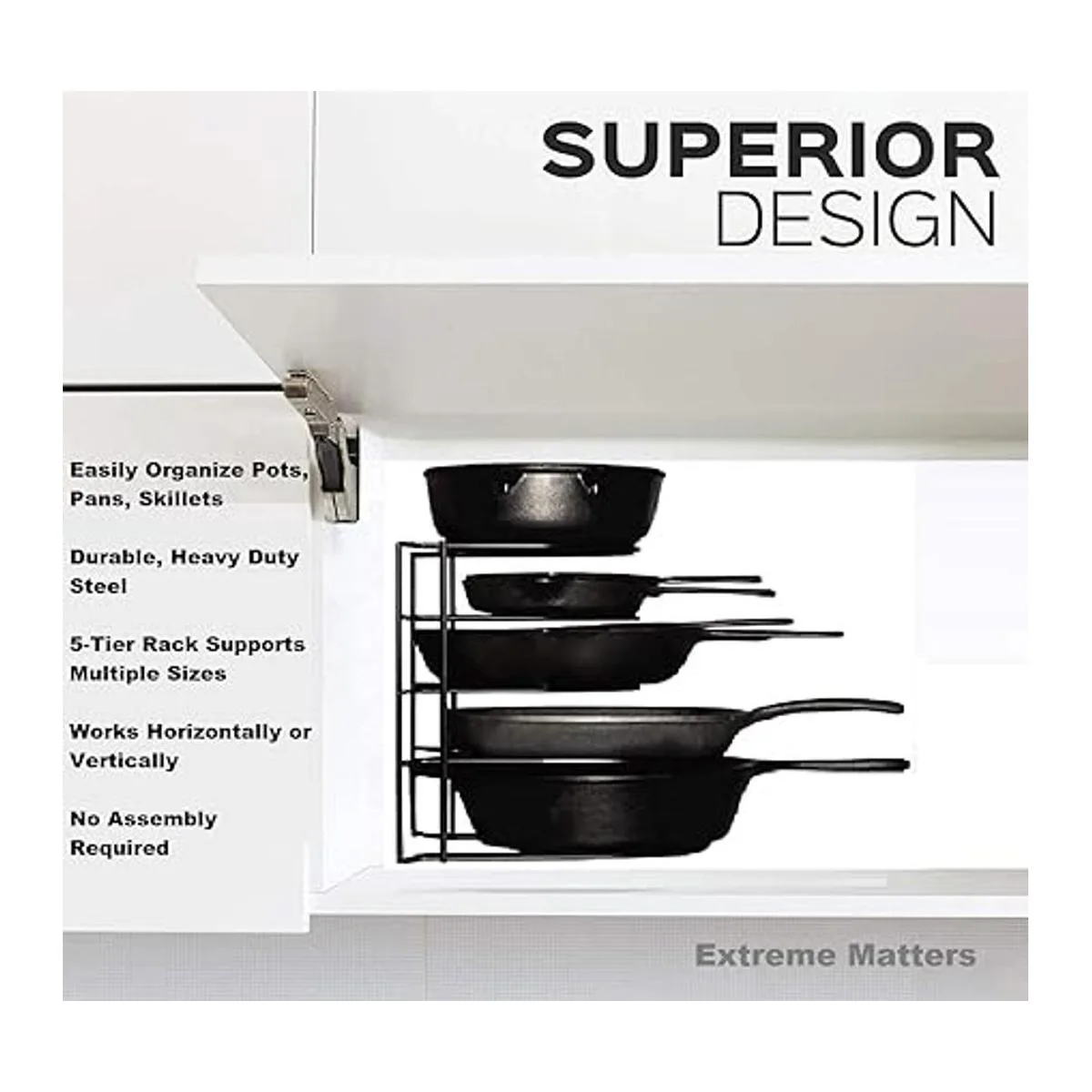 Organizador de ollas y sartenes resistente para sartenes