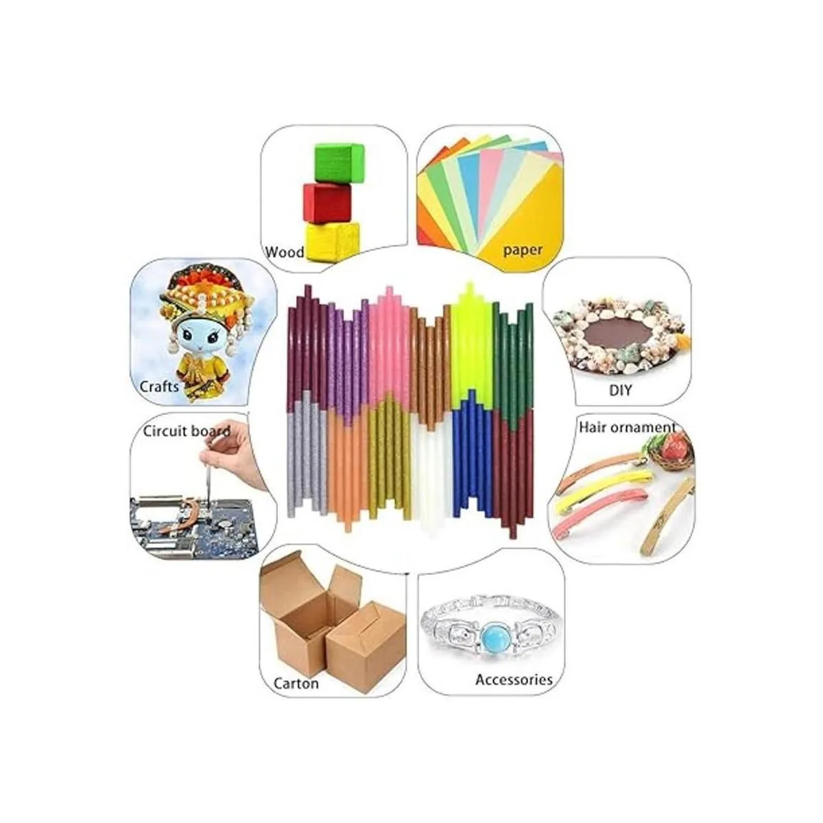 Barras de pegamento termofusible con purpurina para