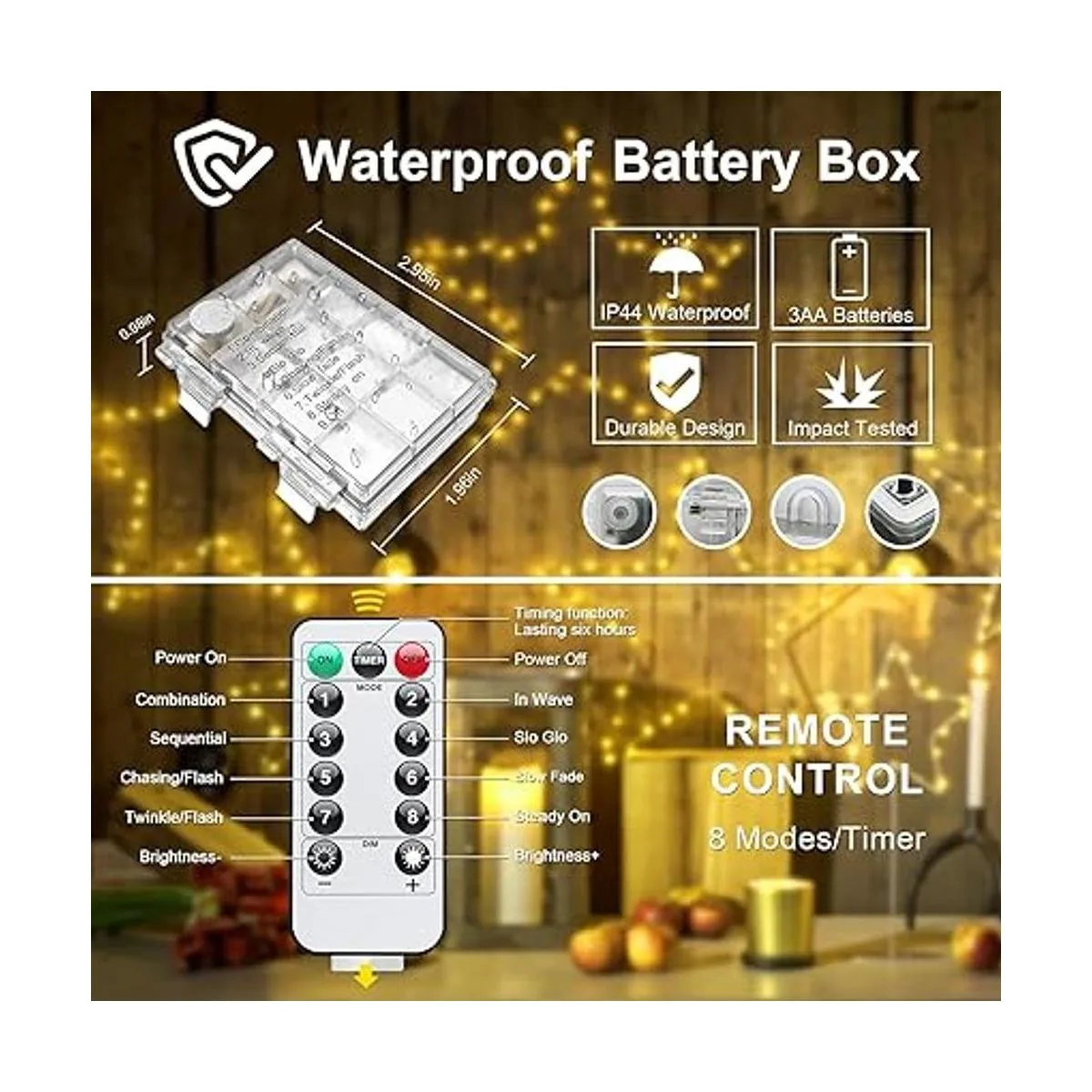 JMEXSUSS Paquete de 2 200 luces LED de hadas funcionan con_2