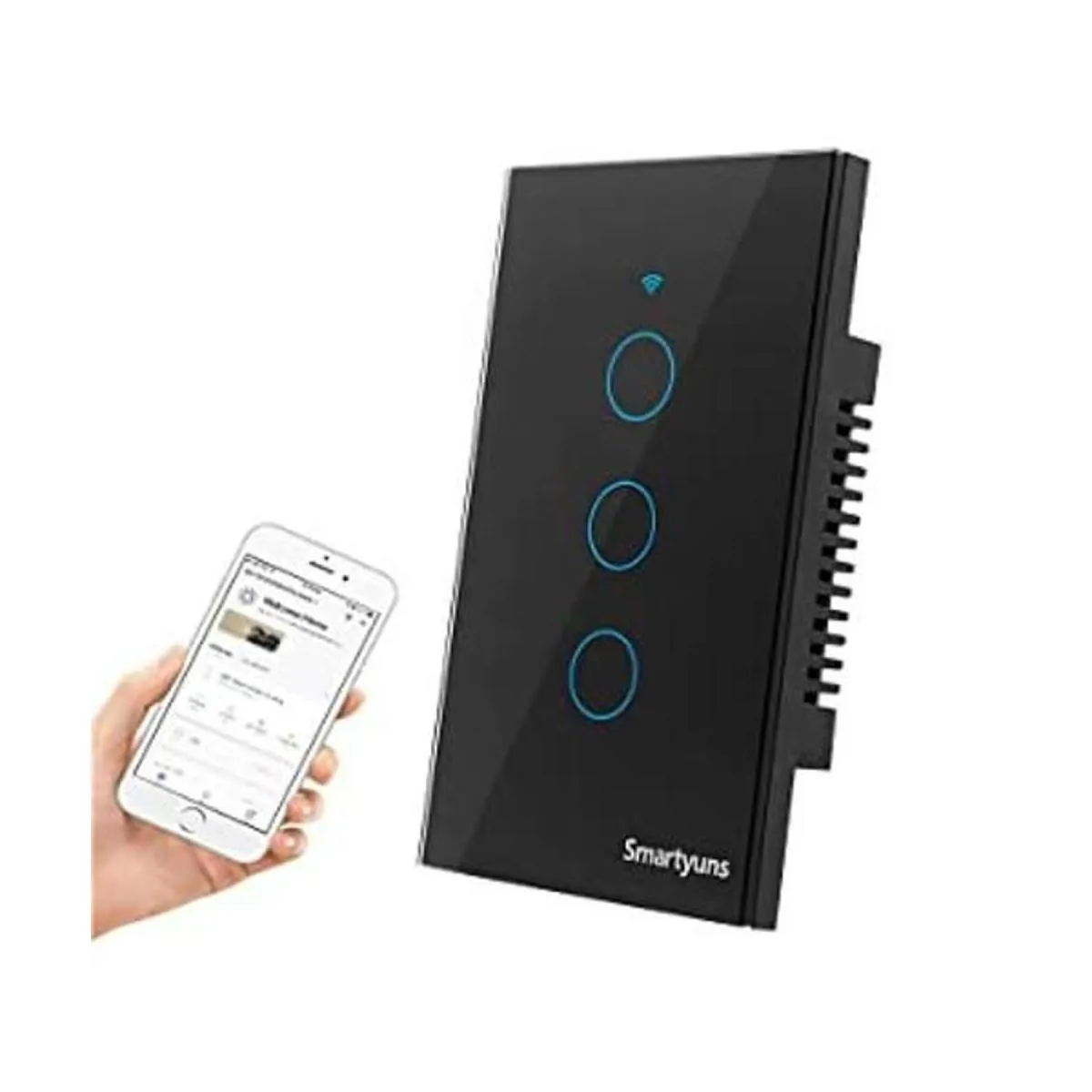 Smartyuns Interruptor de luz inteligente WiFi negro_1