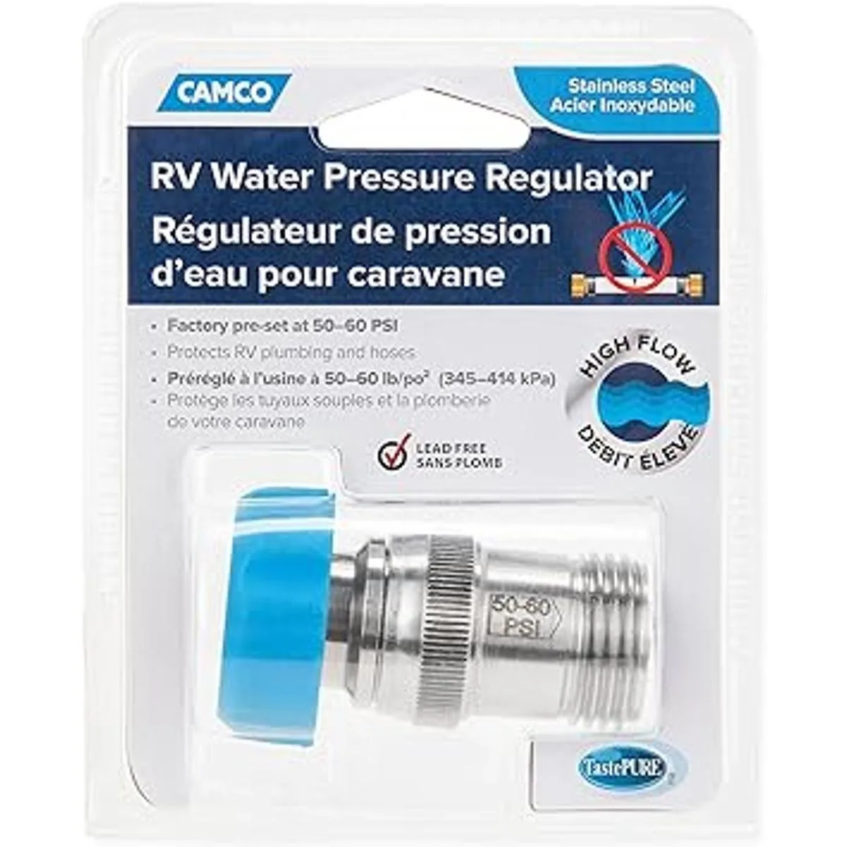 Camco Flow 40054 Regulador de acero inoxidable protege_4
