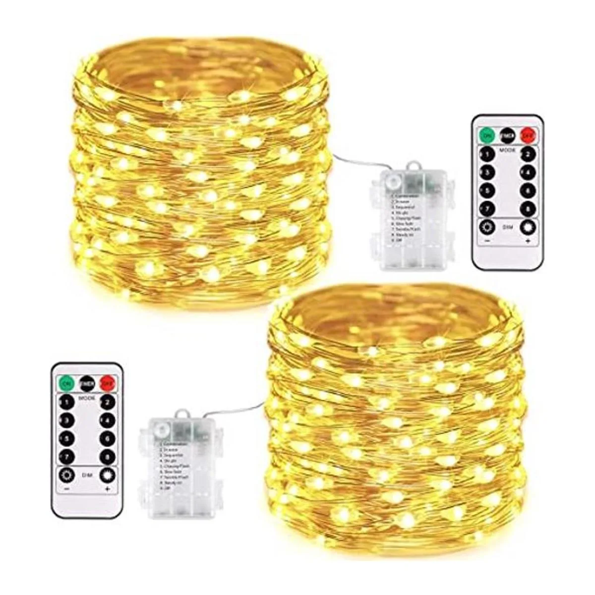 JMEXSUSS Paquete de 2 200 luces LED de hadas funcionan con_1