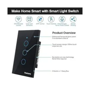 Smartyuns Interruptor de luz inteligente WiFi negro_3