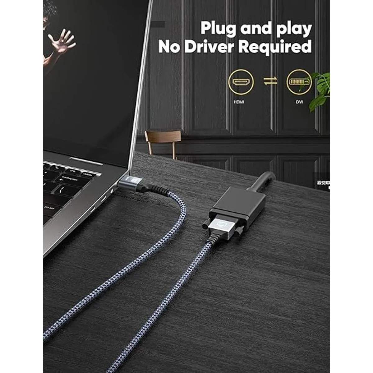 Cable HDMI a DVI bidireccional de nailon trenzado 1080P_6