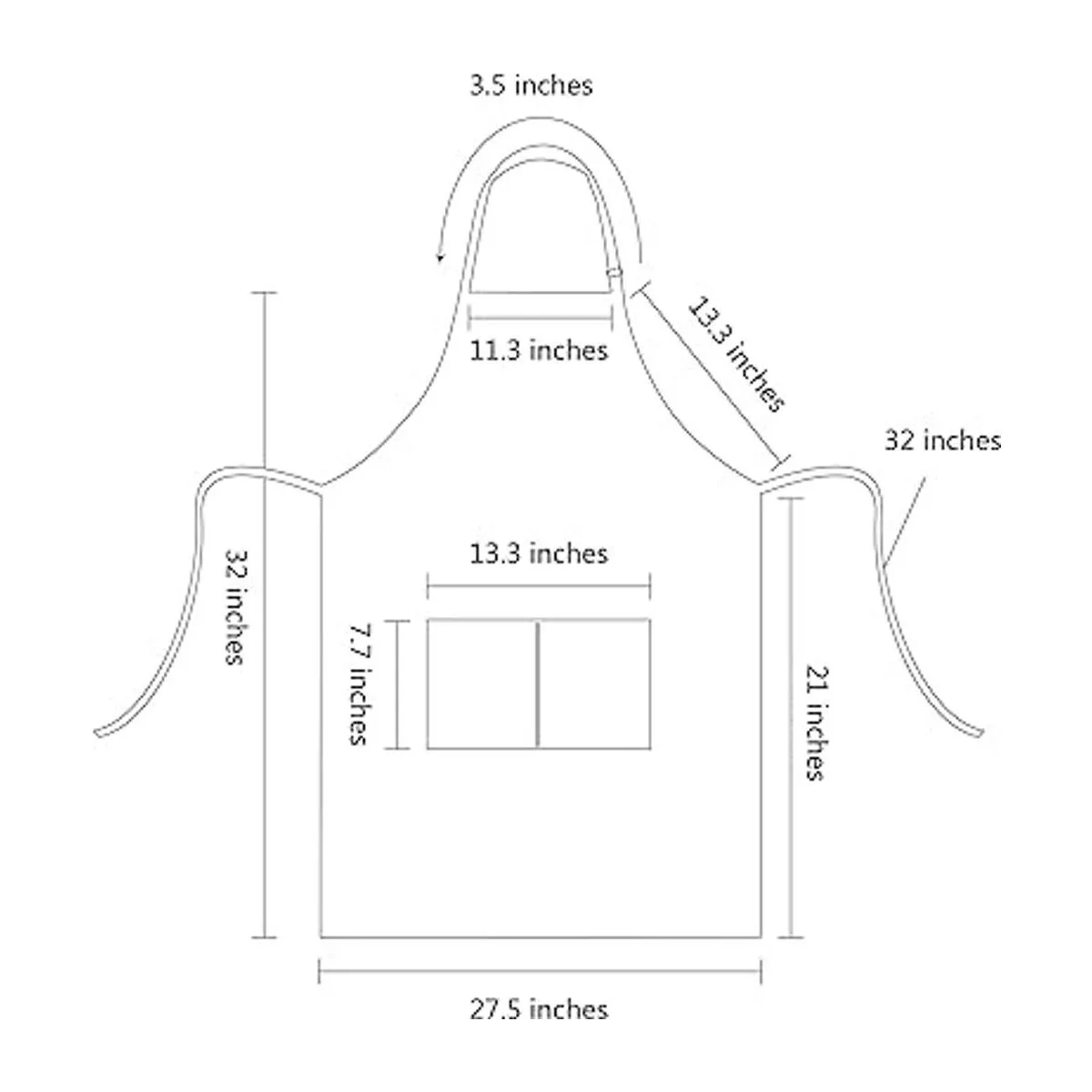 Delantales de chef para hombre 31.9 in x 26.8 in con_3