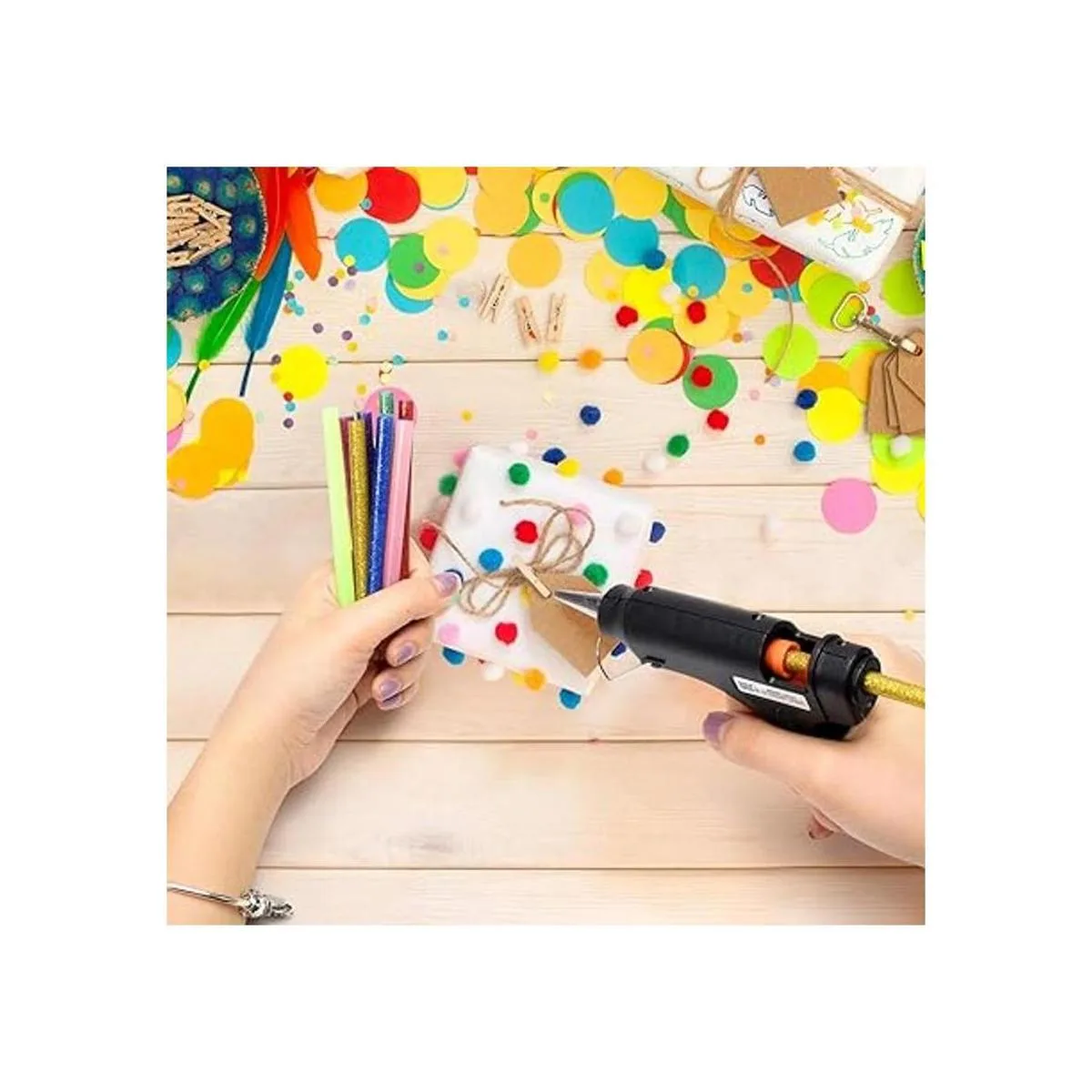 Barras de pegamento termofusible con purpurina para