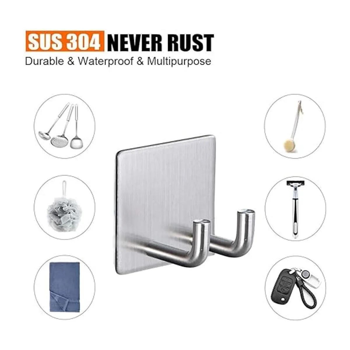 CACASO Ganchos adhesivos de acero inoxidable para