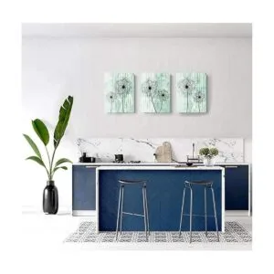 Lienzo de diente de león de fondo verde claro pinturas de