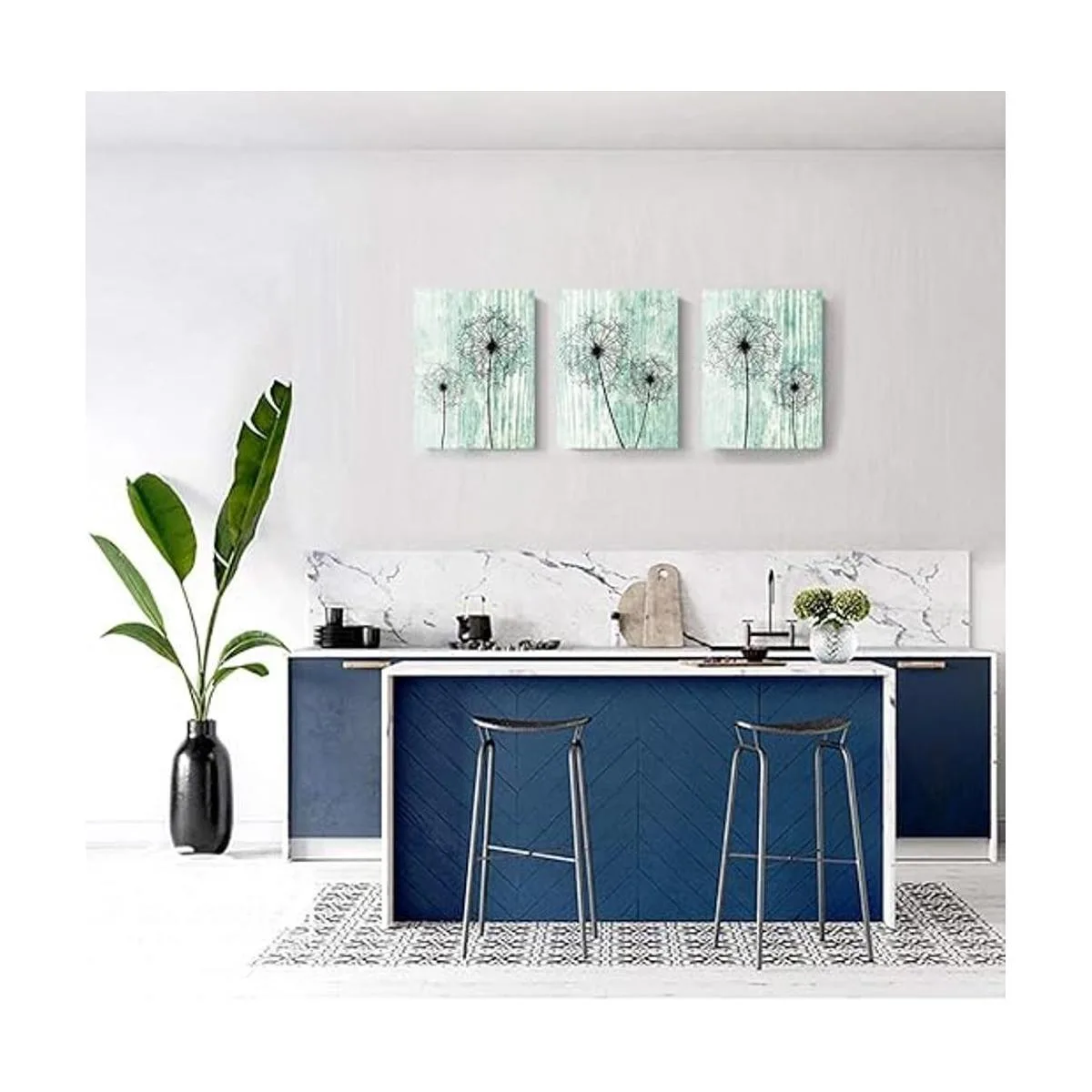 Lienzo de diente de león de fondo verde claro pinturas de