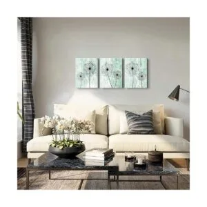 Lienzo de diente de león de fondo verde claro pinturas de