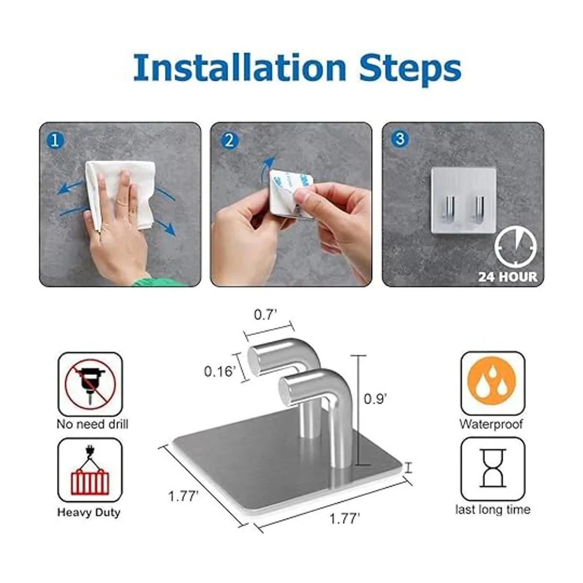 CACASO Ganchos adhesivos de acero inoxidable para