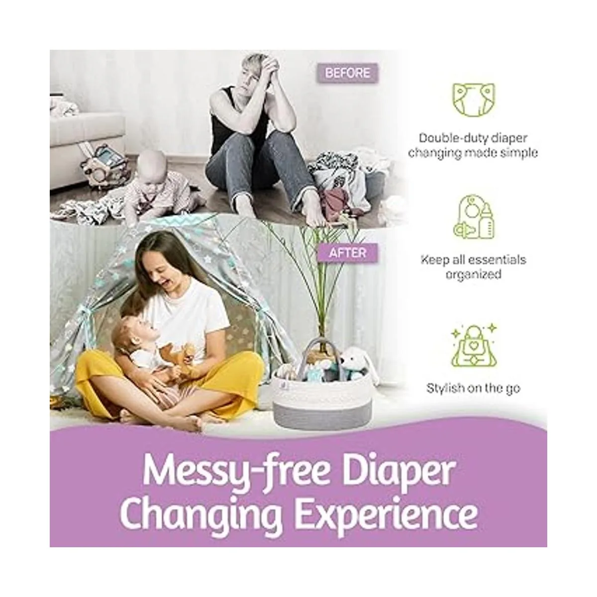 Kiddycare Organizador de pañales gris tamaño regular_4