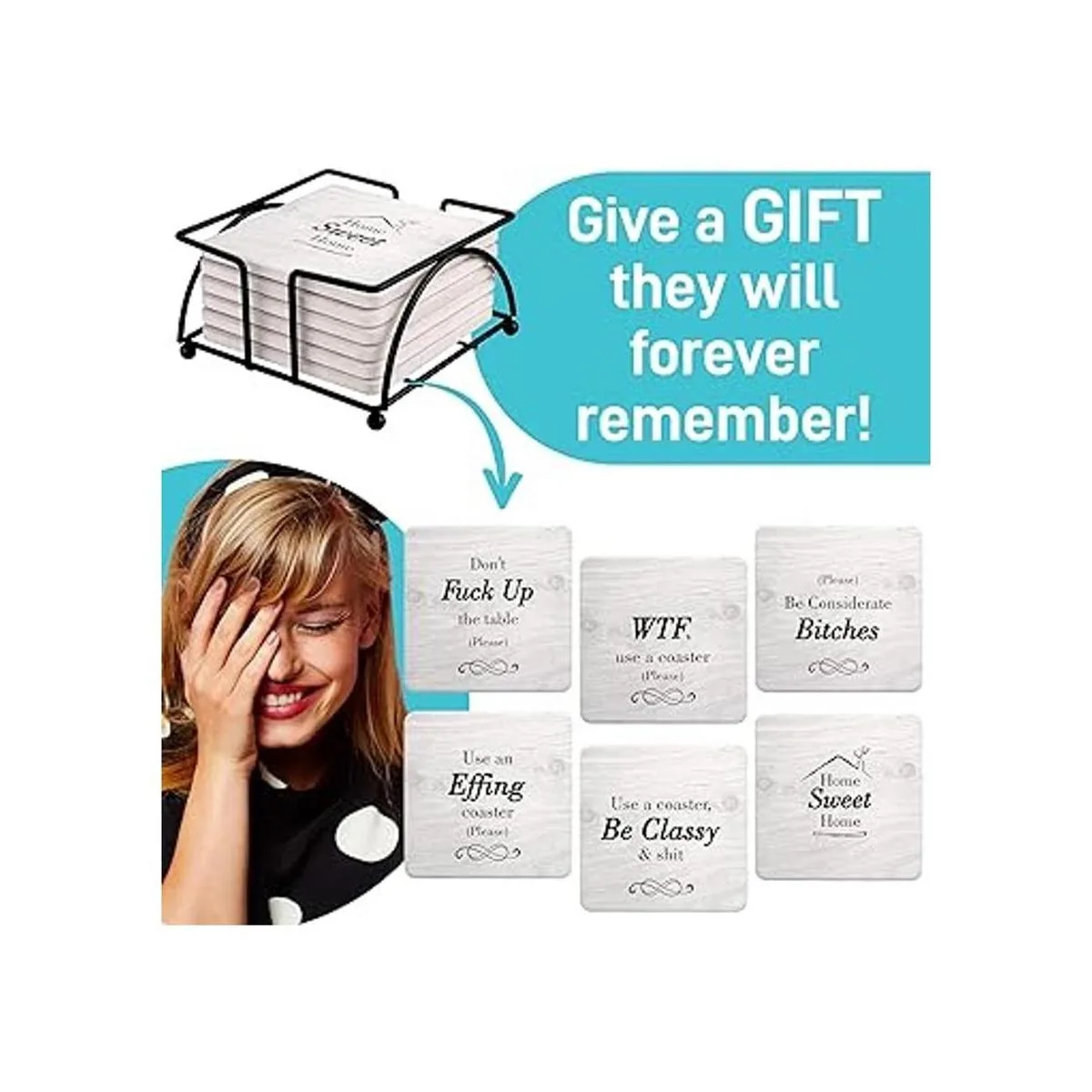 Portavasos divertidos absorbentes con soporte 6 piezas