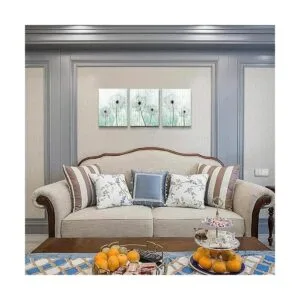 Lienzo de diente de león de fondo verde claro pinturas de