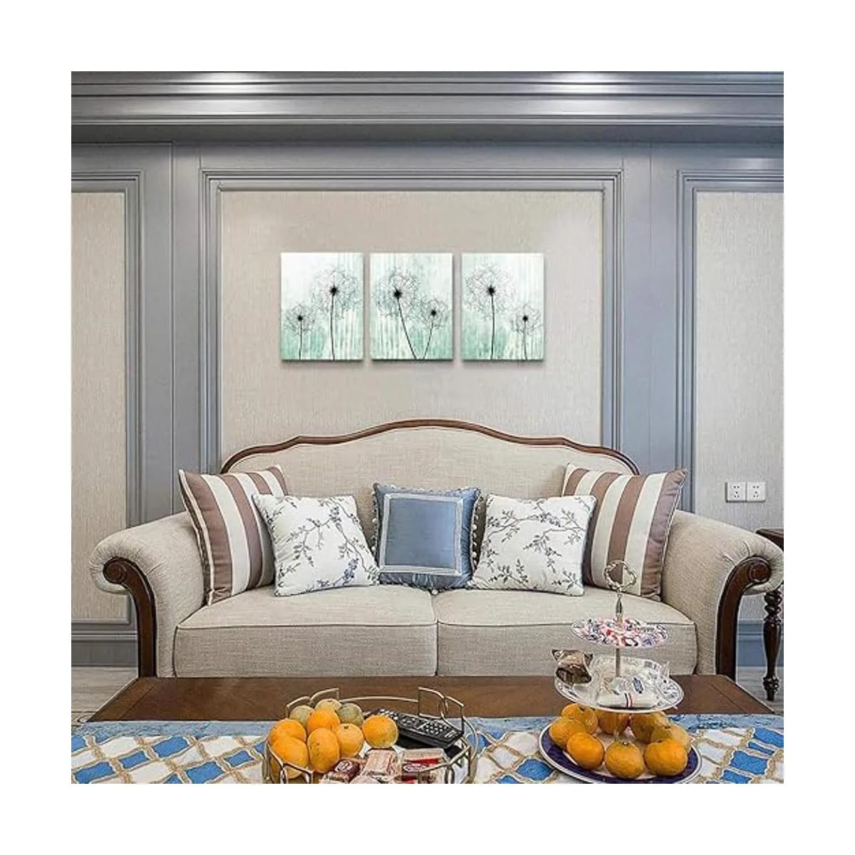 Lienzo de diente de león de fondo verde claro pinturas de