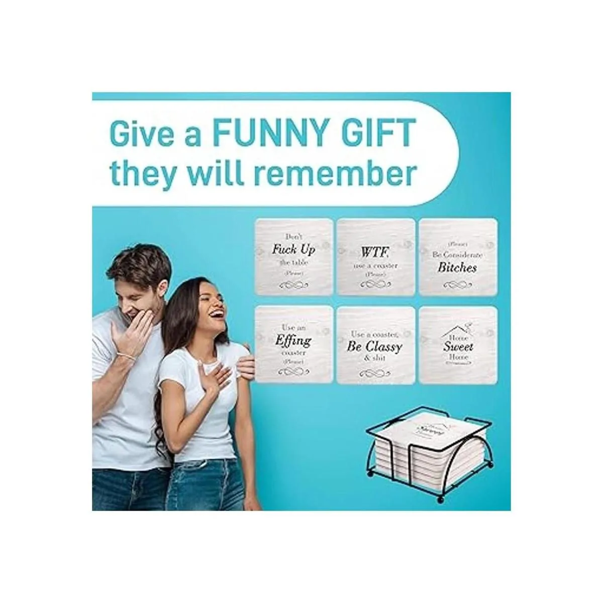 Portavasos divertidos absorbentes con soporte 6 piezas