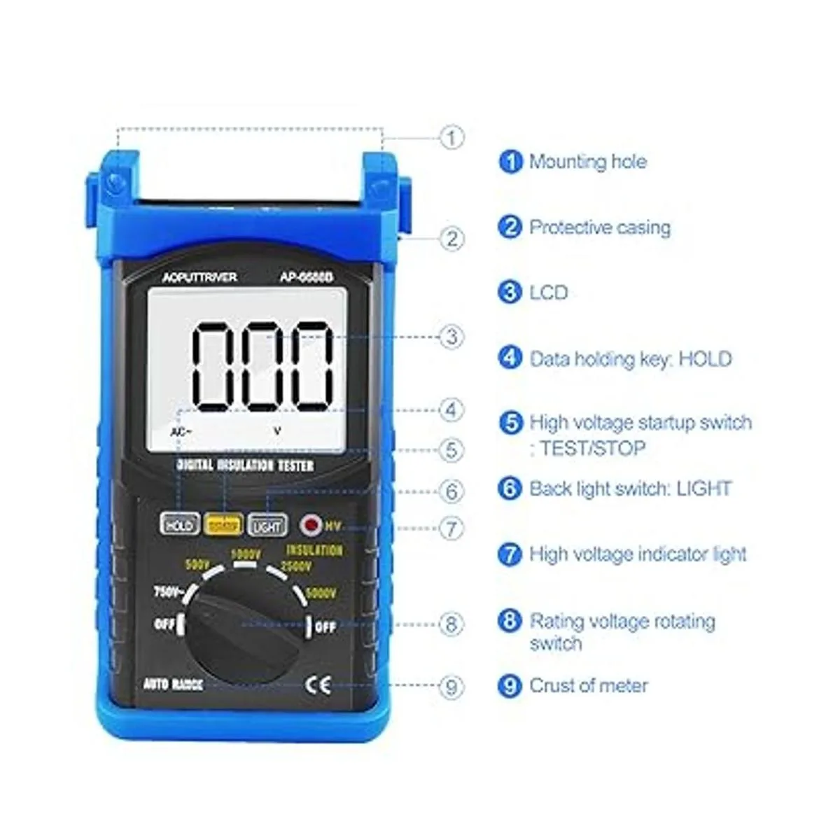 Probador de resistencia de aislamiento digital AP6688B de_2