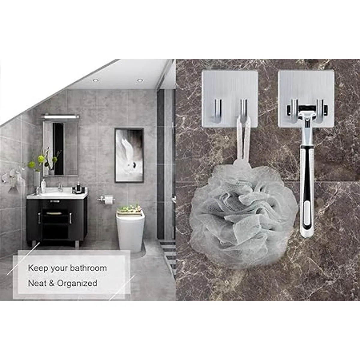 CACASO Ganchos adhesivos de acero inoxidable para