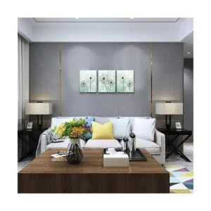 Lienzo de diente de león de fondo verde claro pinturas de