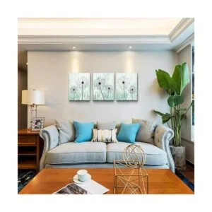 Lienzo de diente de león de fondo verde claro pinturas de