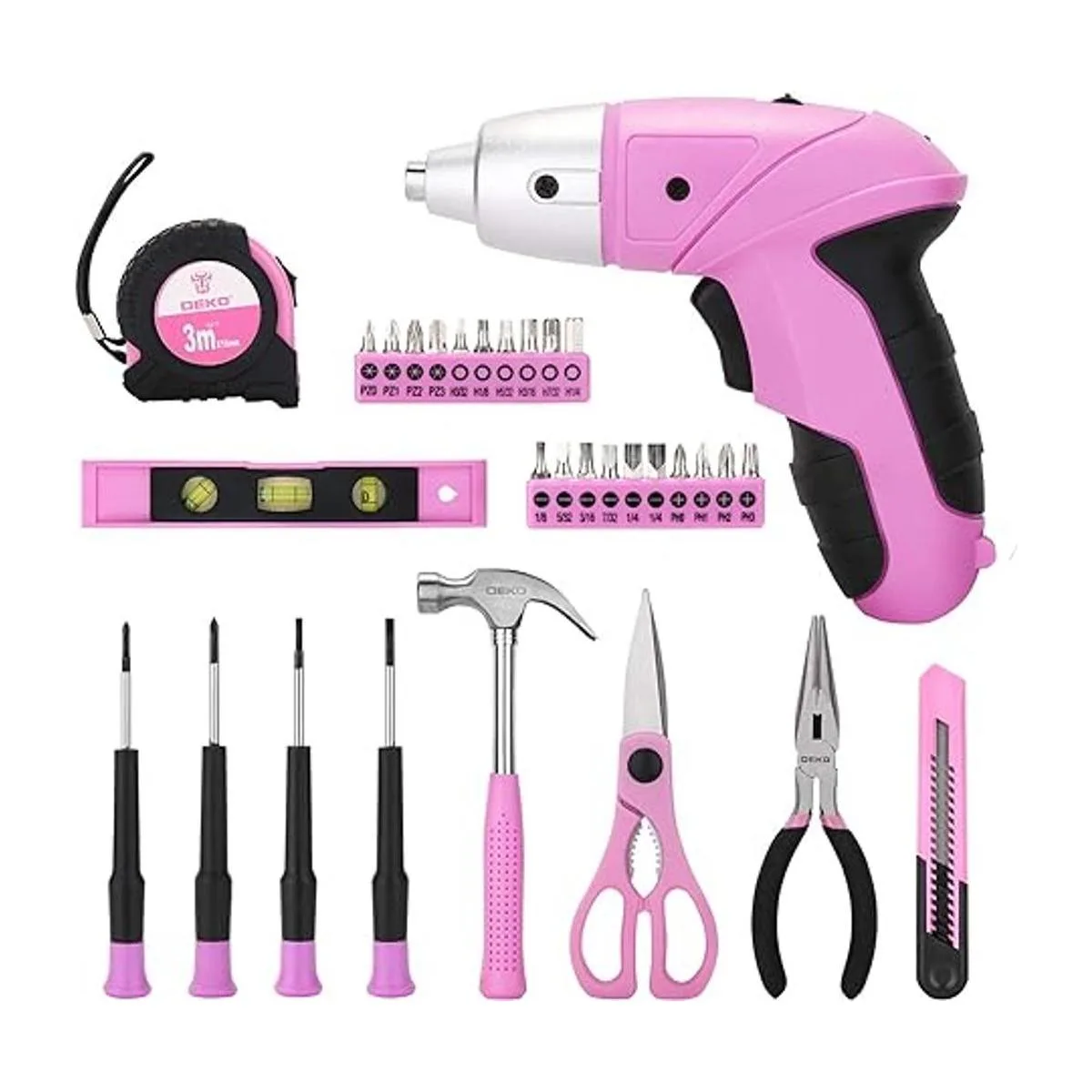 DEKOPRO Juego de herramientas rosa de 98 piezas kit de_3