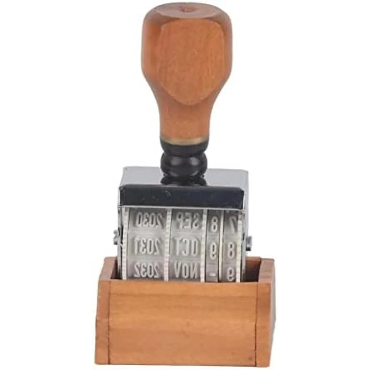 Mango de madera y sello de fecha de rodillo base sello de