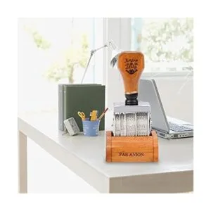 Mango de madera y sello de fecha de rodillo base sello de