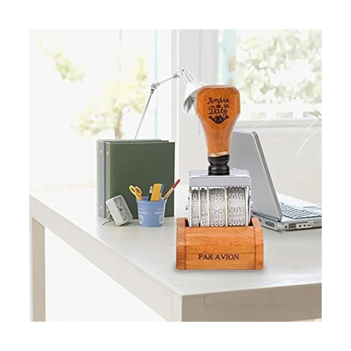 Mango de madera y sello de fecha de rodillo base sello de