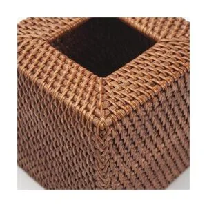Cubierta de caja de pañuelos de ratán tejido natural para