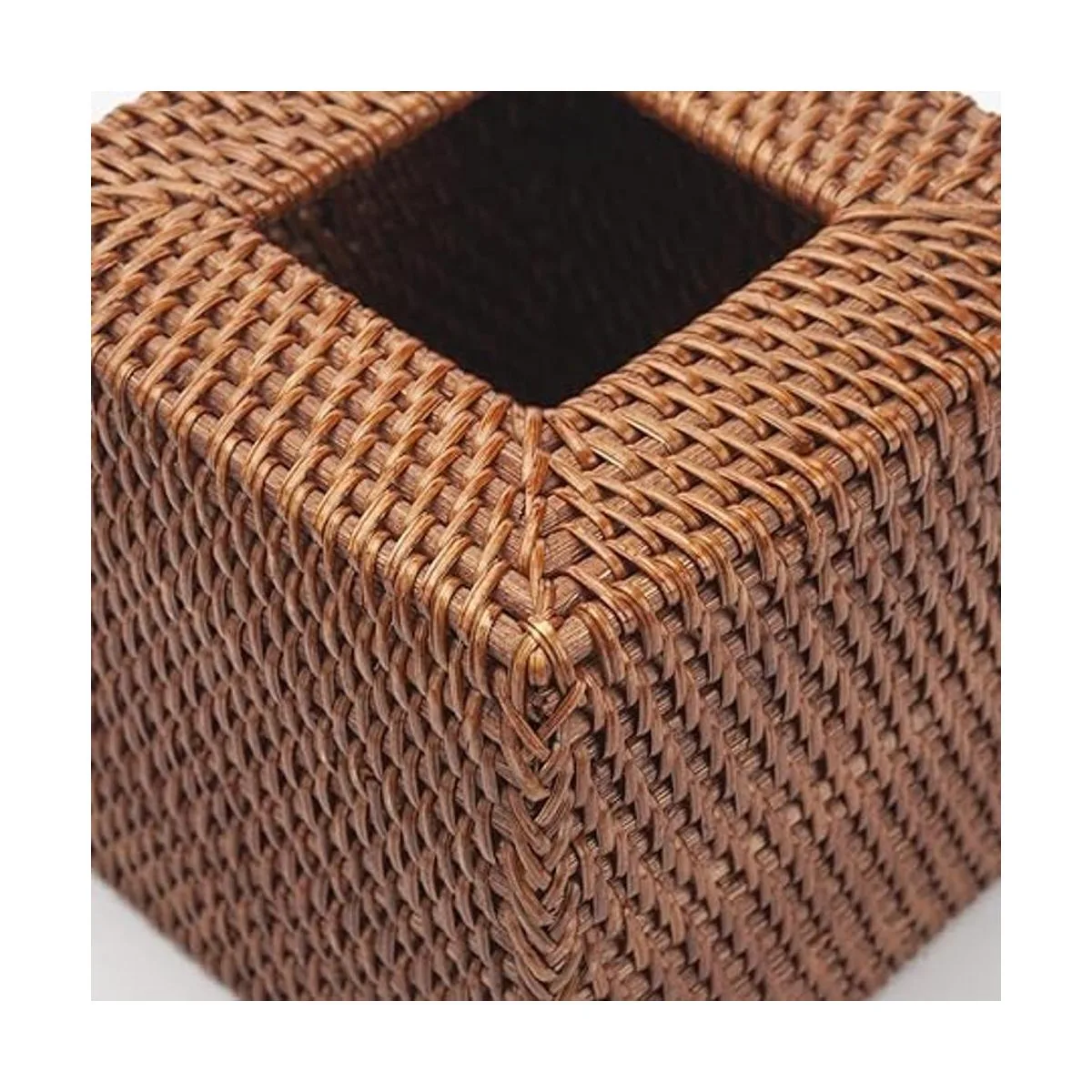 Cubierta de caja de pañuelos de ratán tejido natural para