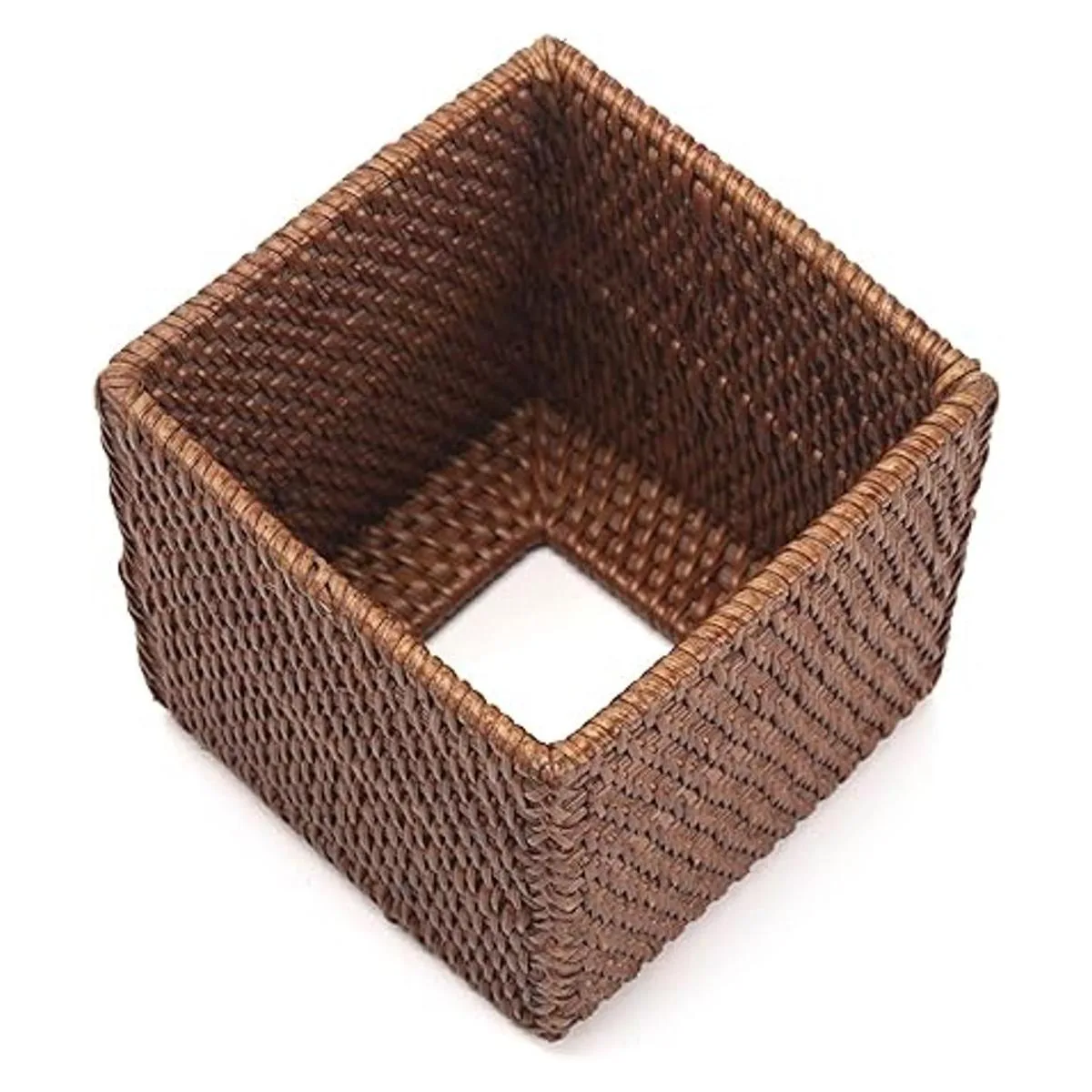 Cubierta de caja de pañuelos de ratán tejido natural para