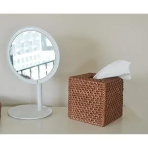 Cubierta de caja de pañuelos de ratán tejido natural para