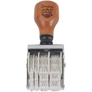 Mango de madera y sello de fecha de rodillo base sello de