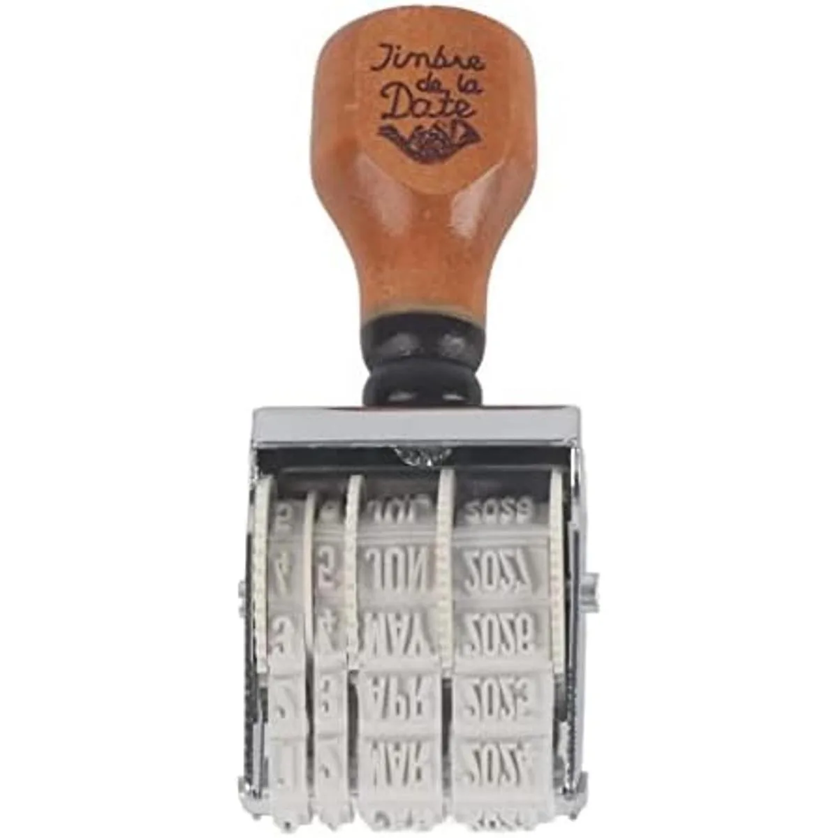 Mango de madera y sello de fecha de rodillo base sello de