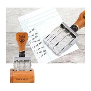 Mango de madera y sello de fecha de rodillo base sello de