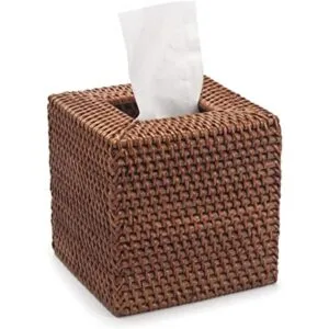 Cubierta de caja de pañuelos de ratán tejido natural para